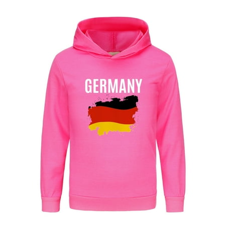 

Otqutp Baby Round Neck Tops German English Printing Boys and Girls with Long Sleeves Hoodies Youth Fashion Hooded Sweatshirt (Hot Pink 2-3 Years)