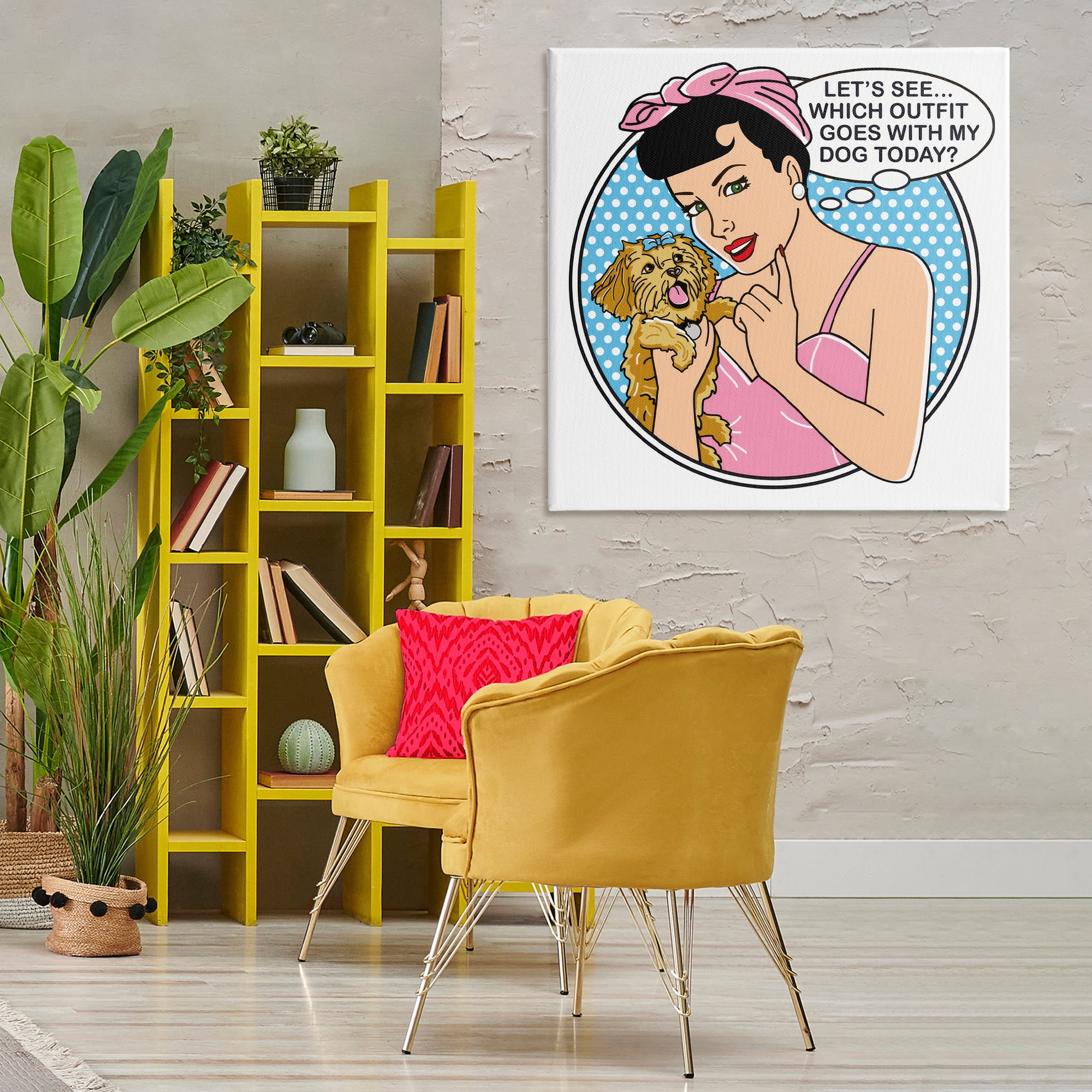Stupell Industries Which Outfit with Dog Animals Painting Wrapped Canvas Art Print Wall Art, 36 x 36