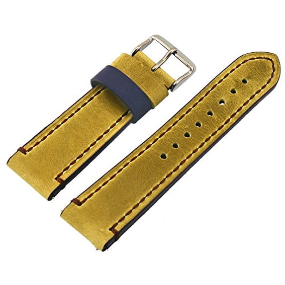 Rev Genuine Crazy Horse Dual Color Leather Watch Replacement Band - 18mm, Leaf Green/Purple