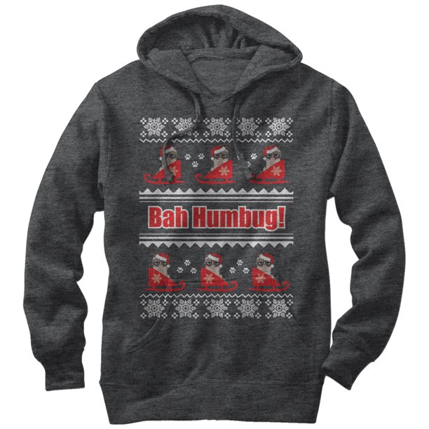 Grumpy Cat Men's Bah Humbug Ugly Christmas Sweater Hoodie Grumpy Cat Men's Bah Humbug Ugly Christmas Sweater Hoodie