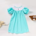 thumbnail image 6 of ZEHJUHAN Girl's Bunny Bow Embroidered Ruffle Detail Dress, Short Sleeve Round Neck Party A-Line Dress Blue，2Y, 6 of 14