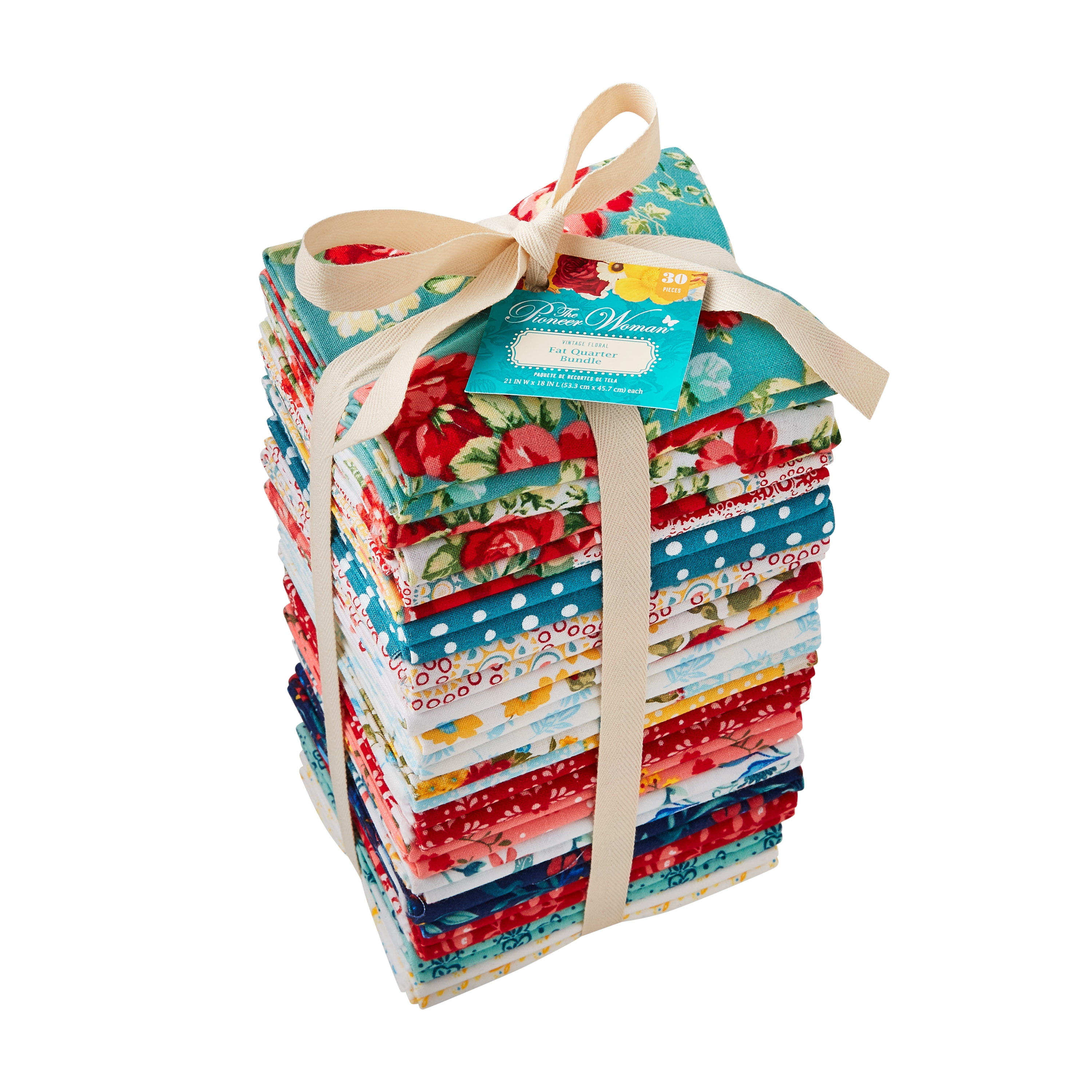 The Pioneer Woman 21" X 18" Fat Quarter Cotton Precut Bundle Multi-Color, 30 Pieces