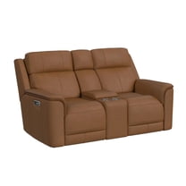 Walker Power Motion Loveseat Console Power Headrest Lumbar in Aline Butternut