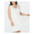 thumbnail image 3 of TEEZE ME Womens White Sleeveless V Neck Knee Length Formal Fit + Flare Dress 14, 3 of 4
