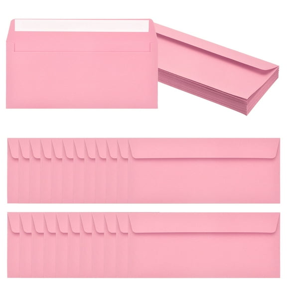 Uxcell 24 Pack Pink #10 Business Envelopes, Colored Self Seal Letter Size