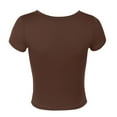 thumbnail image 5 of Jzuxvd Women's T Shirts Short Sleeve Scoop Neck Basic Going Out Tops Fashion Slim Fit Tee Smoke Cloud Pro Collection Coffee M, 5 of 7
