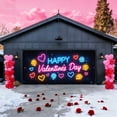 thumbnail image 3 of YaoZQ Happy Valentine's Day Garage Banner, Glowing Neon Light Style Sign Background, Durable Polyester Hanging Prop for Indoor Outdoor Holiday Party Decor, 157.5x70.9 inch, 3 of 6