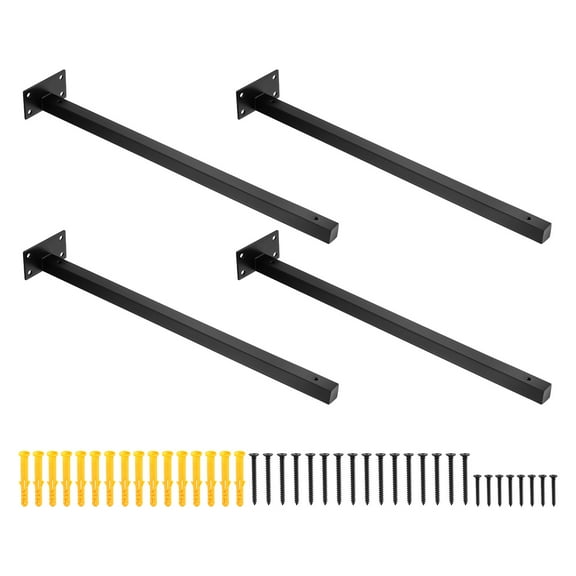 Floating Shelf Bracket,4 Pack 18 Inch Iron Hidden Wall Mounted Shelf Supports (Black)