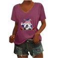 thumbnail image 1 of Camisetas de Cuello Redondo Impreso Gradiente de las Mujeres, Manga Corta Casual Top para el Uso Diario, 1 of 5
