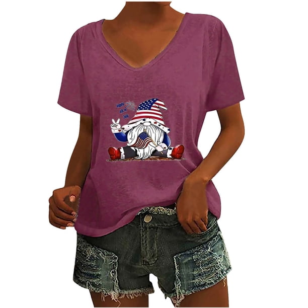 Camisetas de Cuello Redondo Impreso Gradiente de las Mujeres, Manga Corta Casual Top para el Uso Diario
