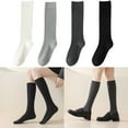 thumbnail image 2 of Classical Knee Length Socks 5 Pairs Cotton Preppy Ribbed Stockings for Ladies, 2 of 17