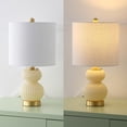 thumbnail image 6 of JONATHAN Y Daphne 20" Contemporary Transitional Metal/Glass Ribbed Gourd LED Table Lamp, Ivory/Brass Gold, JYL1099G, 6 of 7