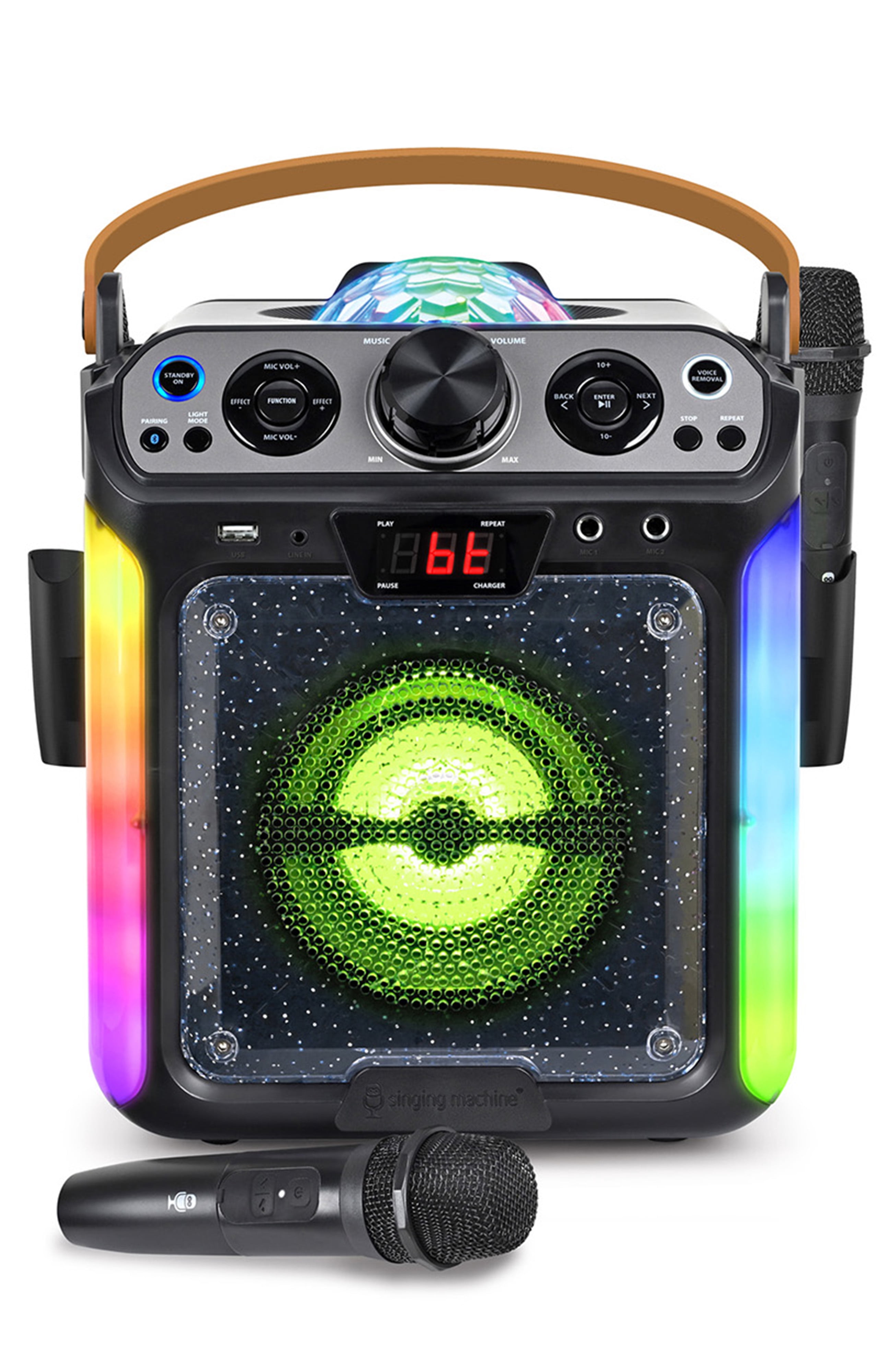 Singing Machine Groove Disco Bluetooth Karaoke Machine, Black with Multi-Color LED Lights