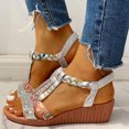 thumbnail image 3 of Bolsa Sandalias antideslizantes para mujer - Zapatos de cuña con plataforma bohemia de verano (plata 38) Ehuebsd Para estrenar, 3 of 9