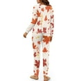 thumbnail image 3 of Yuyamidu Music Note Pajamas Set of 2 Thanksgiving Sleepwear Pjs Womens Long Sleeve Pj Tops Long Pants Maple Leaves Sleep Jogger Night Clothes Fall Loungewear Size M, 3 of 7