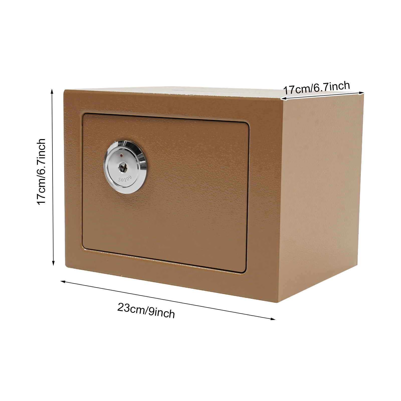 Gold Small Safe Box with Drop Slot, Safety Box for Money, Depository Safe with Drop Slot Mountable Cash Box with Lock for Home & Office Security