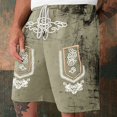 thumbnail image 2 of IWRICH Men's Graphic Printed Retro Shorts Drawstring Elastic Waist Short Pants Casual Fashion Plus Size Pants with Pockets Light Green S, 2 of 4