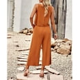 thumbnail image 6 of Women's Cotton and Linen blend 2-Piece Set: Sleeveless Crop Top & Wide Leg Pants  Summer Outfit Size Up for Relaxed Fit S-XL, 6 of 8