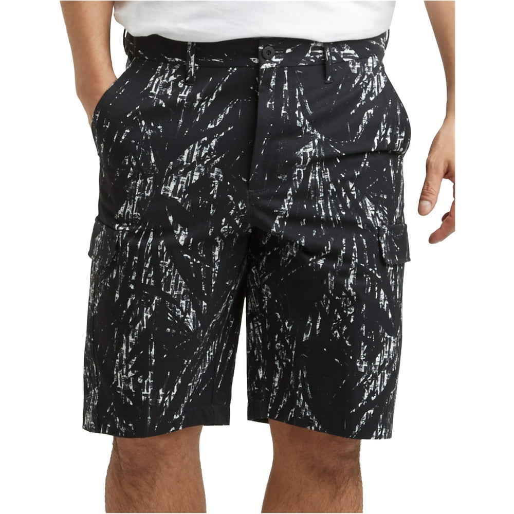 Cole Cole Mens Stretch Casual Cargo Shorts, Black, 33