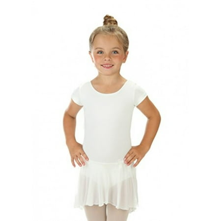 - Elowel Girls' Ruffle Short Sleeve Skirted Leotard White (size-4-6 )