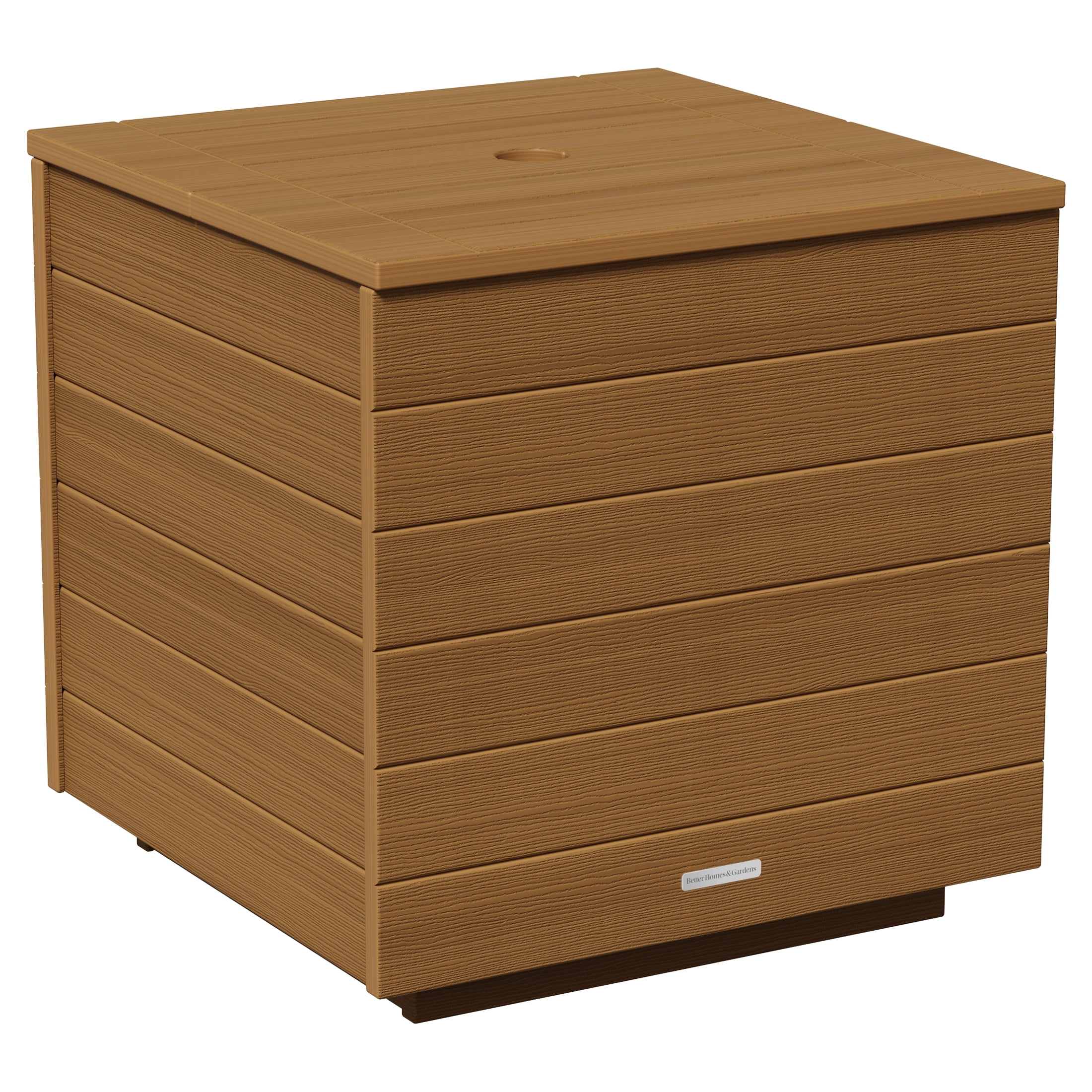 Better Homes & Gardens Ezra Outdoor HDPE Umbrella Table, Teak