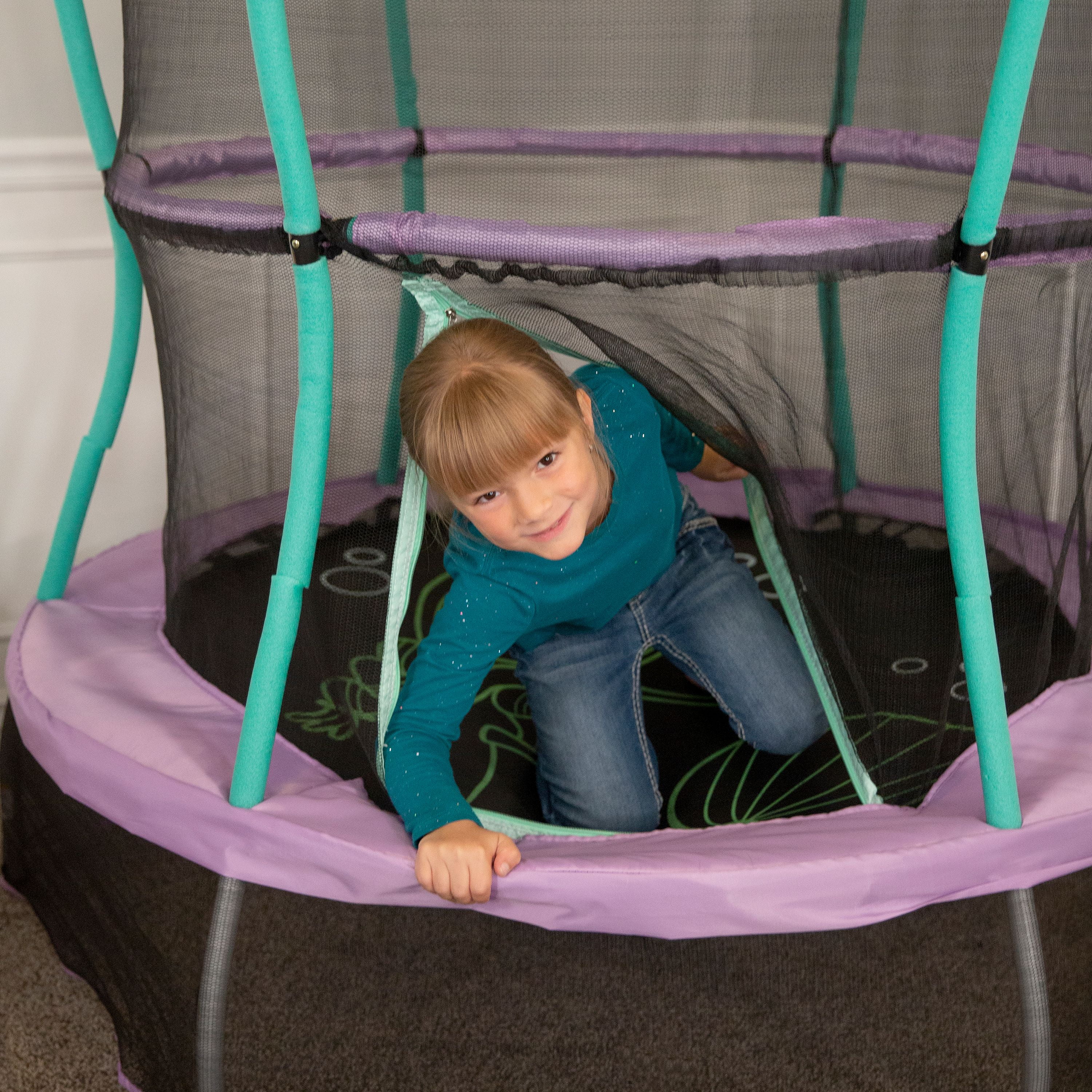 Skywalker Trampolines 55 Inch Bounce N Learn Trampoline With Enclosure And Sound Blue Walmart Com Walmart Com