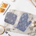 thumbnail image 4 of Oven Mitt and Pot Holder, 10.2 Inch Non-Slip Oven Glove Leaf Pattern Hot Pads for Grilling, Baking, Hold Hot Pots Pans, 4 of 6