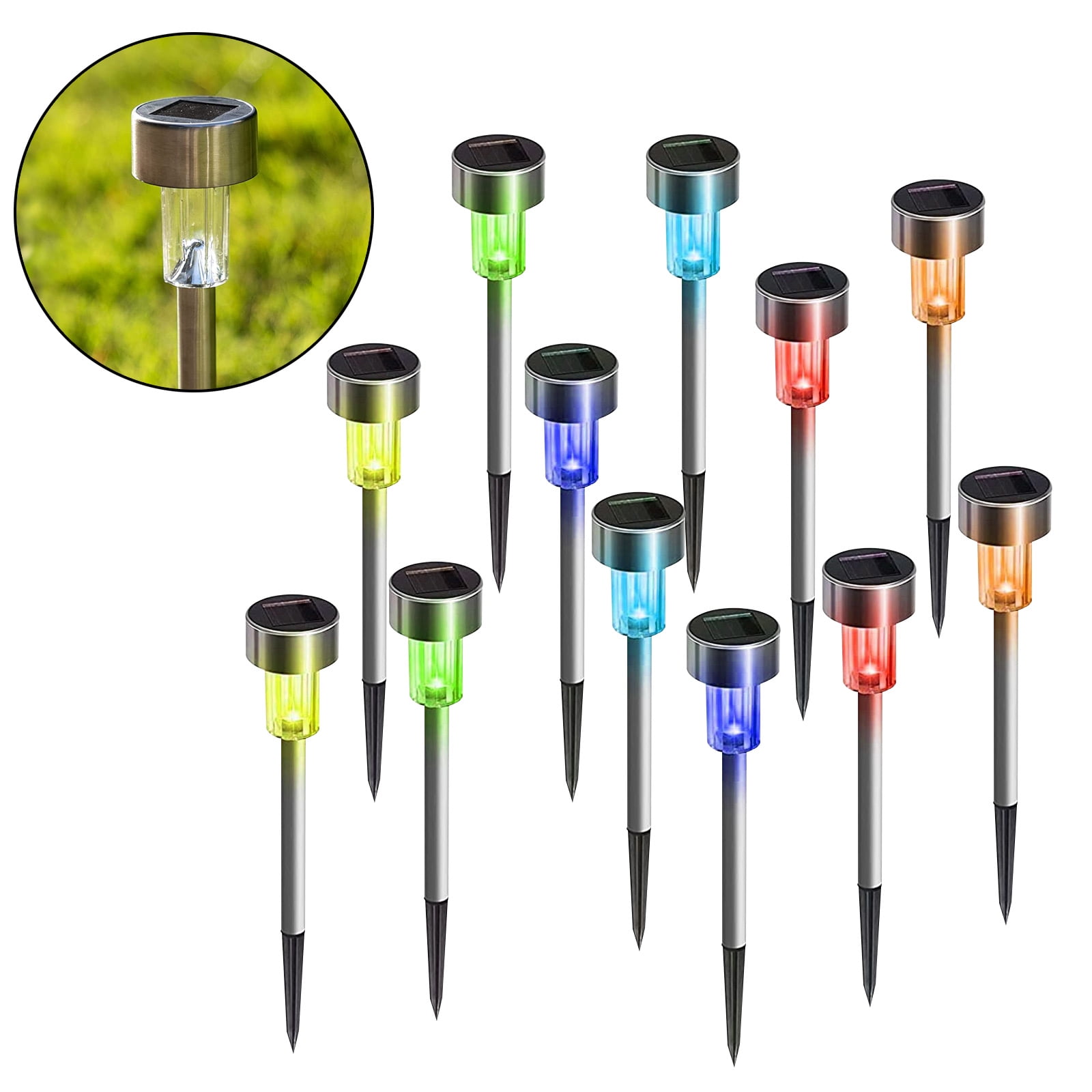 Waterproof LED Landscape Lights, 12 Pcs Outdoor Solar Powered Pathway