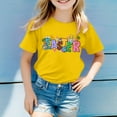 thumbnail image 2 of Toddler Girls Easter Bunny Graphic Cotton Round Neck Tee Short Sleeve Comfortable Spring Summer Casual Wear for Kids Daily Funny Outfits Yellow 11-12 Years, 2 of 5
