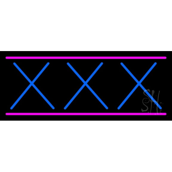 Blue Xxx Pink Lines LED Neon Sign 10" Tall x 24" Wide - inches Black Square Cut Acrylic Backing, with Dimmer - Premium built indoor Sign for Décor, Storefront, Bar, Club.