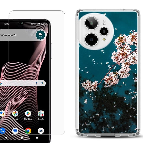 Phone Case for ATT Verge 2 5G, with Screen Protector, by OneToughShield - Night Blossom