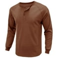 thumbnail image 4 of Tosmy Men's T-Shirts Men Spring Autumn Button Crew Neck Solid Color Button Long Sleeve Top Bottoming Shirt Mens Vintage Tee Shirts, 4 of 6