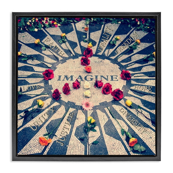 Stupell Industries Traditional Inspirational Imagine Phrases Black Floating Frame Canvas Art, 18 x 18, by Graffitee Studios