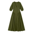 thumbnail image 6 of Guieoi Womens Dresses Fall Plus Size V-Neck Loose Casual Short-Sleeve Button-Down Dress Green M, 6 of 7