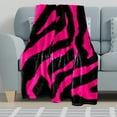 thumbnail image 3 of Pink Black Zebra Print Flannel Blanket Ultra-Soft Cozy Plush Blanket Throw Blankets Couch Chair Living Room Air Conditioning Cool Blankets 50"x60", 3 of 6