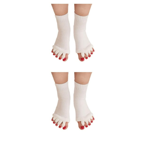 Greeniant 1 Pair 5 Toe Socks Overlapping Color Comfortable Breathable Dressing Solid Separation Relaxing Hosiery blanco 2piezas Greeniant CBP096066