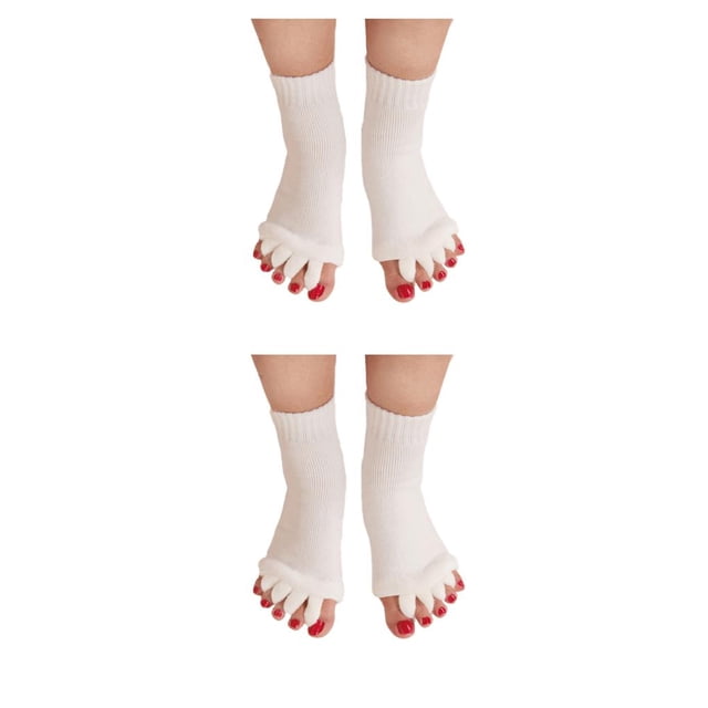 Greeniant 1 Pair 5 Toe Socks Overlapping Color Comfortable Breathable Dressing Solid Separation Relaxing Hosiery blanco 2piezas Greeniant CBP096066