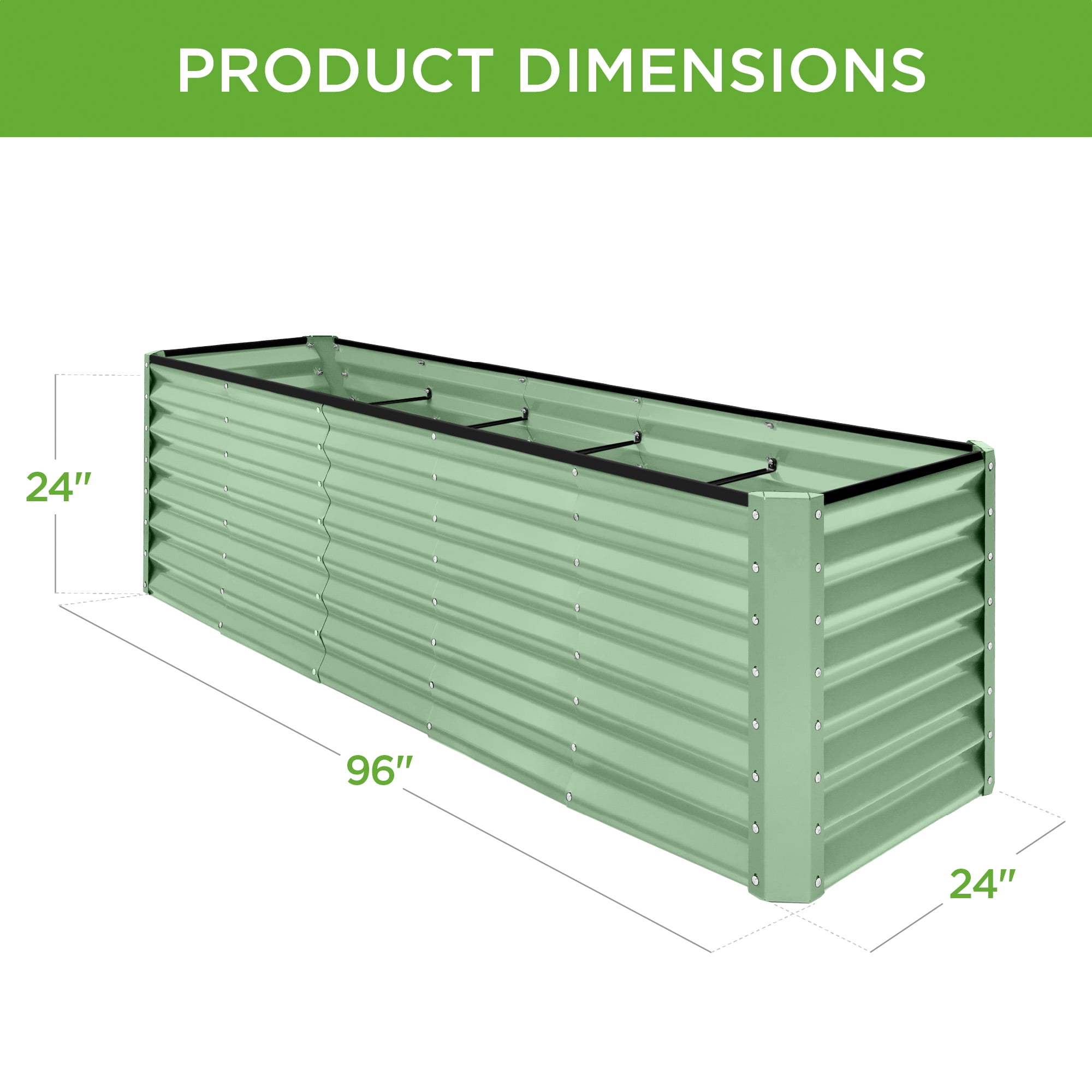Best Choice Products 8x2x2FT Large Outdoor Planting Box for Backyard Vegetables, Herbs, Flowers, Greenery - Sage Green