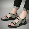 thumbnail image 6 of Lopise men's summer sandals leather casual beach sandals non slip folding resistance khaki sandals US size 11, 6 of 8