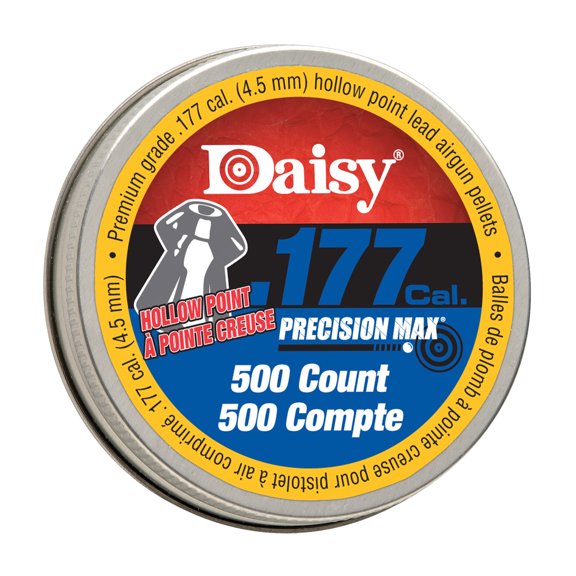 Daisy Precision Max .177 Caliber Hollow Point Pellets, 500 Count Tin