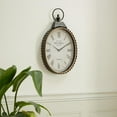 thumbnail image 2 of DecMode 12" x 21" Black Metal Finial Pocket Watch Style Wall Clock with Rope Accent, 2 of 9