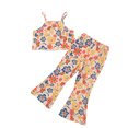 thumbnail image 1 of ITFABS Girls Clothes Set, Floral/Leopard Print Cropped Tops+Flared Trousers, 1 of 9