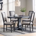 thumbnail image 2 of GDF Studio Beckstrom French Country Fabric Upholstered Wood 5 Piece Expandable Dining Set, Gray, 2 of 13