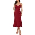 thumbnail image 2 of INSPIRE CHIC WOMLAYOUT Women's Sleeveless Bodycon Dresses Spaghetti Strap Ruffled Cocktail Party Midi Dress L Wine Red, 2 of 6