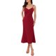 thumbnail image 2 of INSPIRAR CHIC WOMLAYOUT Vestidos de cuerpo ajustado sin mangas para mujeres, vestido midi de cóctel con tirantes de espagueti y volantes en color rojo vino, 2 of 6