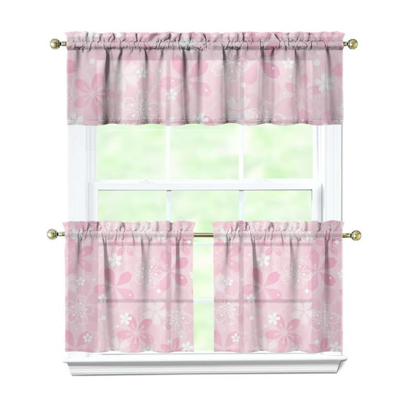Kitchen Curtains and Valance Set 24 Inch Tier Pioneer Colorful Floral Curtains Small Drapes for Cafe Living Room Bathroom Farmhouse 3 Pieces Set Rod Pocket