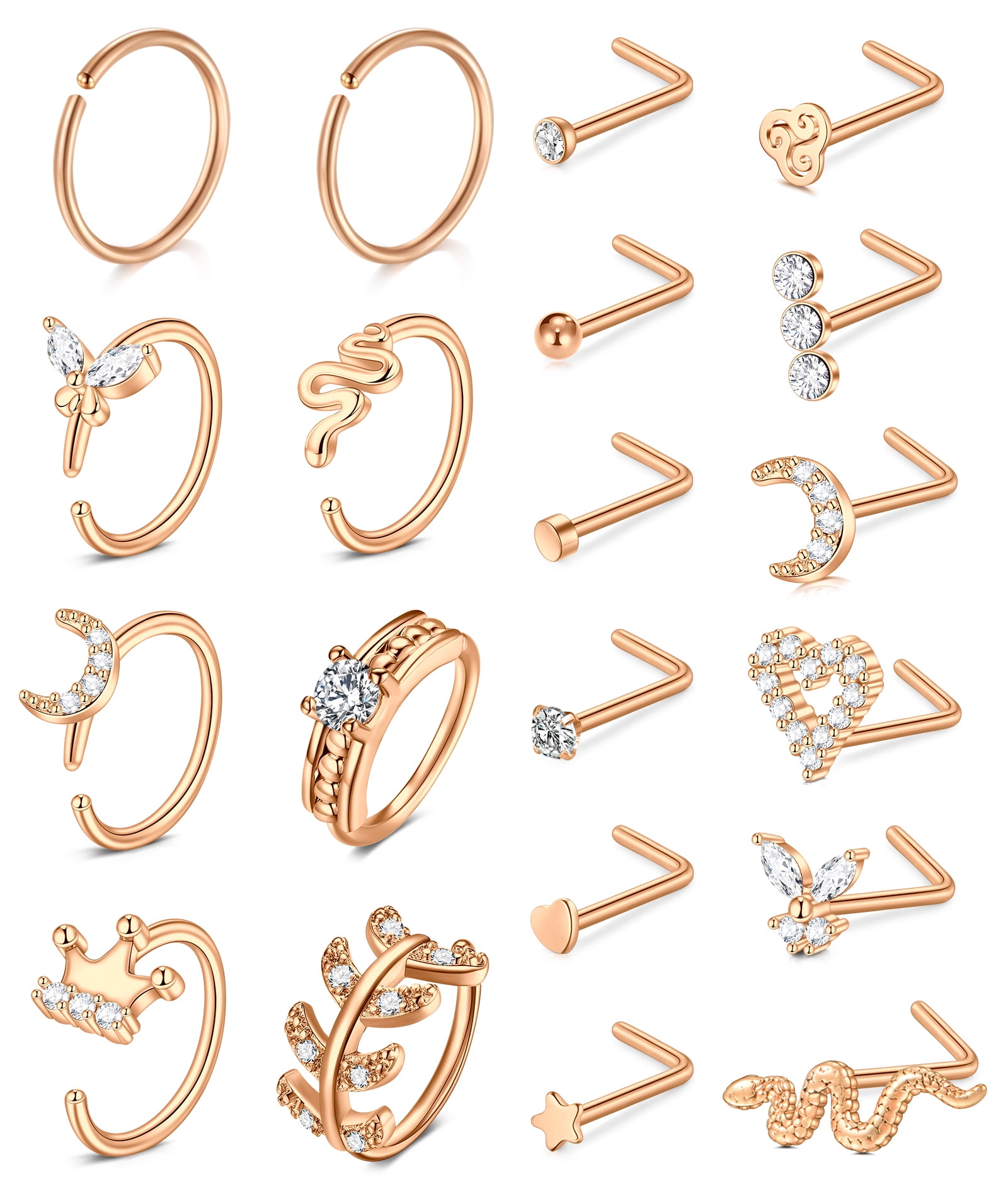 Briana Williams Nose Rings 18g Nose Rings Hoop Surgical Steel Snake