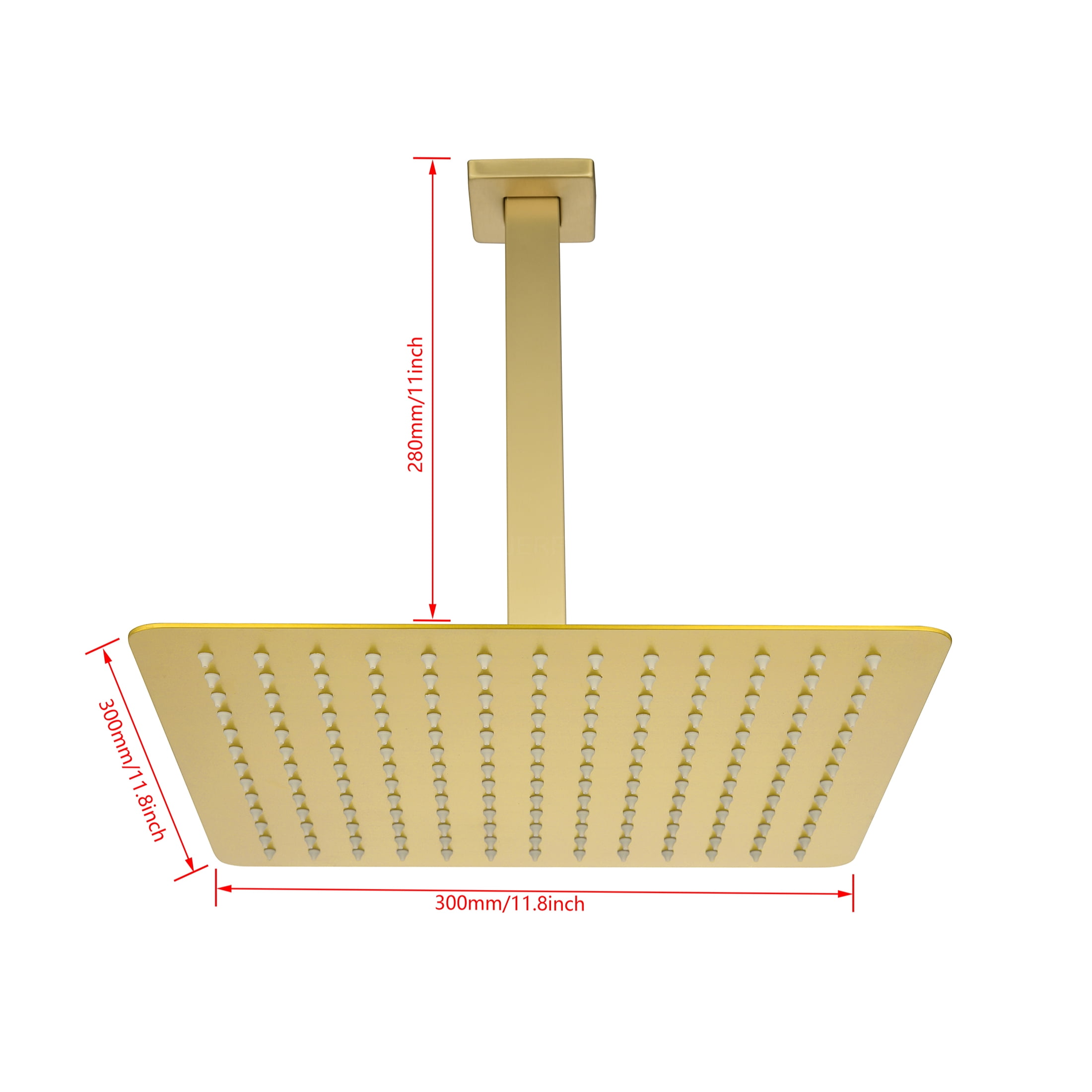 JERFIT 10 Inch Luxury Rain Shower Head Gold, High Pressure Stainless Steel Rainfall Showerhead with Self-Cleaning Nozzles, Easy Installation