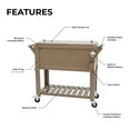 thumbnail image 6 of Permasteel 80-Qt Antique Outdoor Steel Patio Cooler on Wheels, Rolling Cooler Cart, Wooden Teak Style, Taupe, 6 of 16