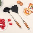 thumbnail image 2 of CLEANCOOL Silicone Spatula and Ladle Tool Set - Wok Tools, Wok Utensil,Stainless Steel Non Stick Heat-Resistant Kitchen Utensils BPA Free Cooking Utensils Cookware Wooden Handle,2 Pieces, 2 of 10